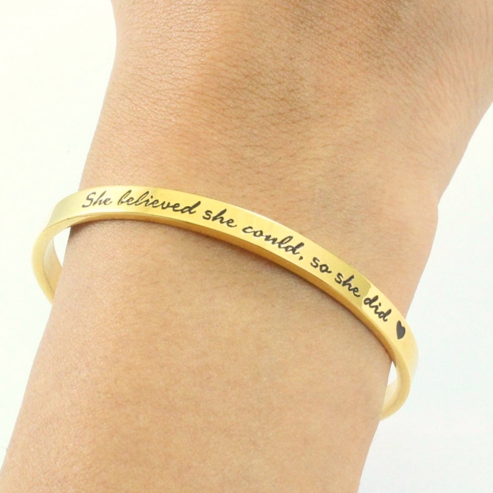 Like New! One of A Kind Gold “She Believer She Could, So She Did” Bracelet